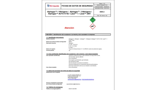 Fiches de données de sécurité LASAL Air Liquide