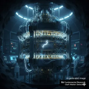 Rivelatore sotterraneo di materia oscura che utilizza xenon liquido. L'immagine illustra l'impiego dello xenon, un gas di elevata purezza, nella ricerca in fisica fondamentale per l'esplorazione dell'universo e il rilevamento delle particelle.